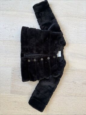 Janie and Jack Black Faux Fur Puffer Jacket